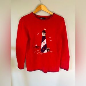 Lighthouse sweater, vintage sweater, size Small